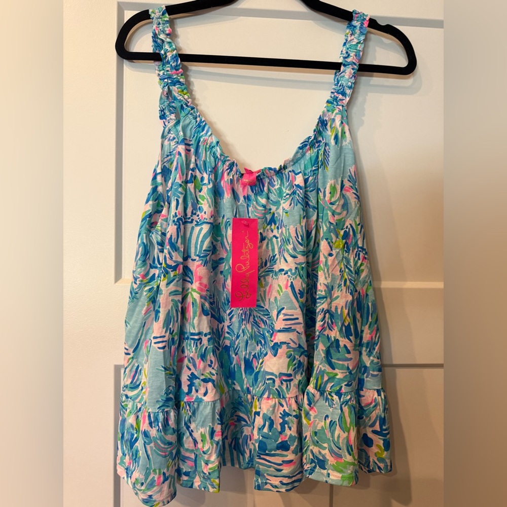 Lilly Pulitzer Blue and Pink Tropical Dress